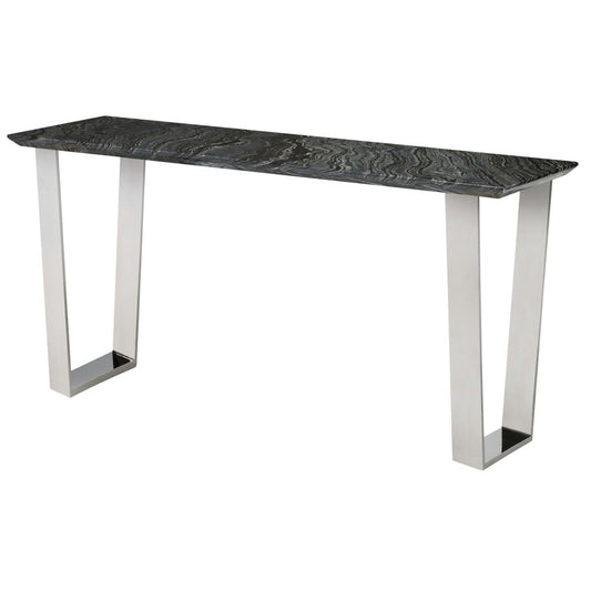 Catrine Black Wood Vein Stone Console Table, HGNA306