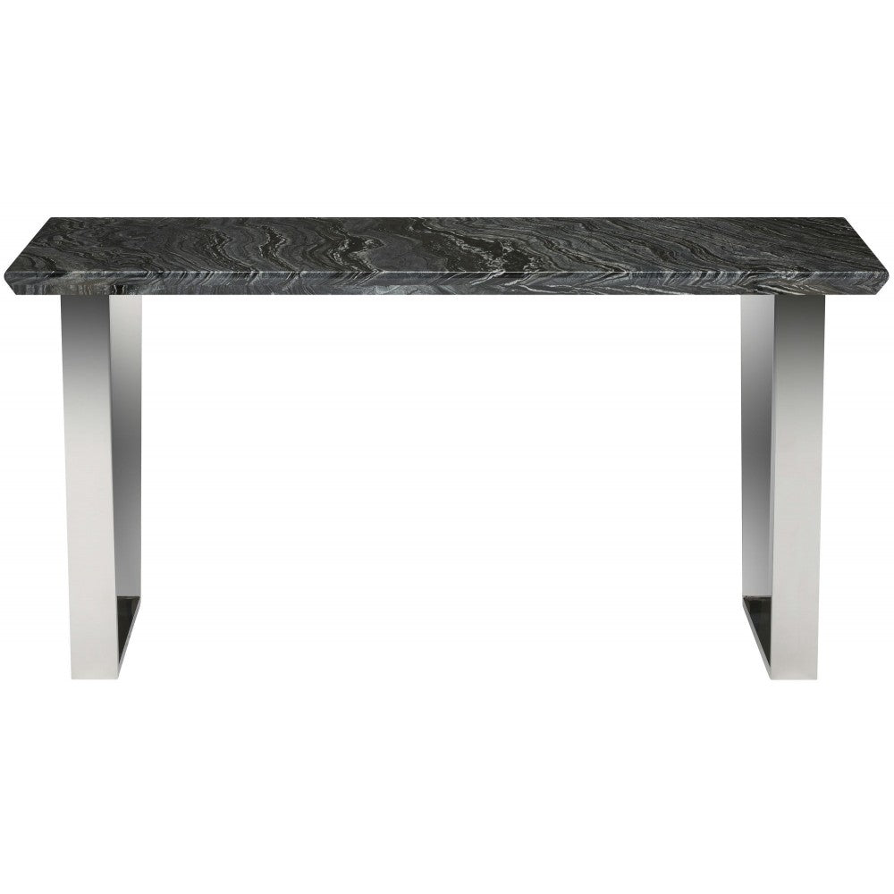 Catrine Black Wood Vein Stone Console Table, HGNA306