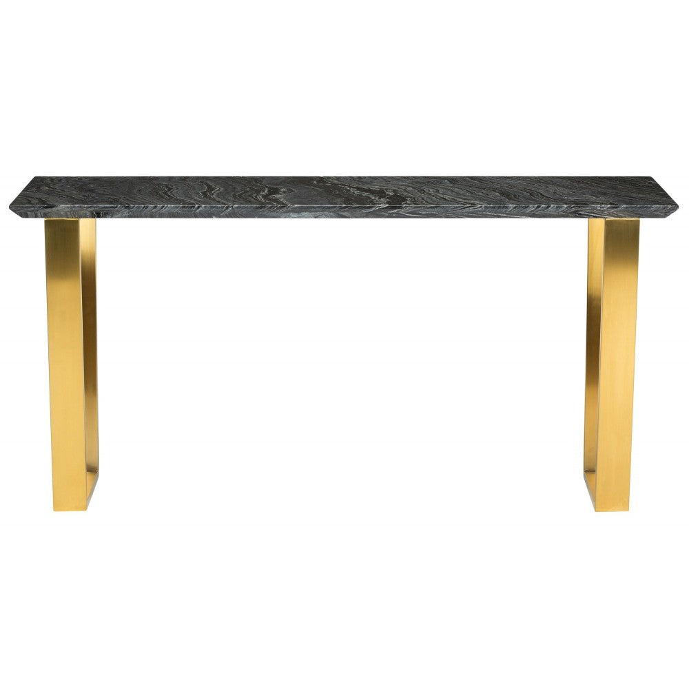 Catrine Black Wood Vein Stone Console Table, HGNA307