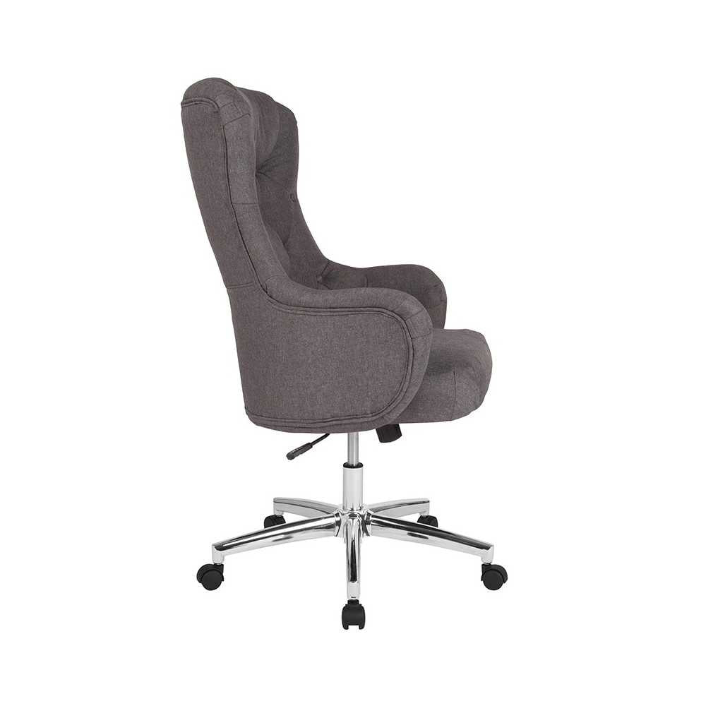 Chambord Home and Office Upholstered High Back Chair in Dark Gray Fabric
