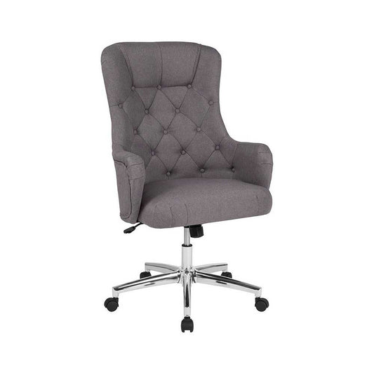 Chambord Home and Office Upholstered High Back Chair in Light Gray Fabric