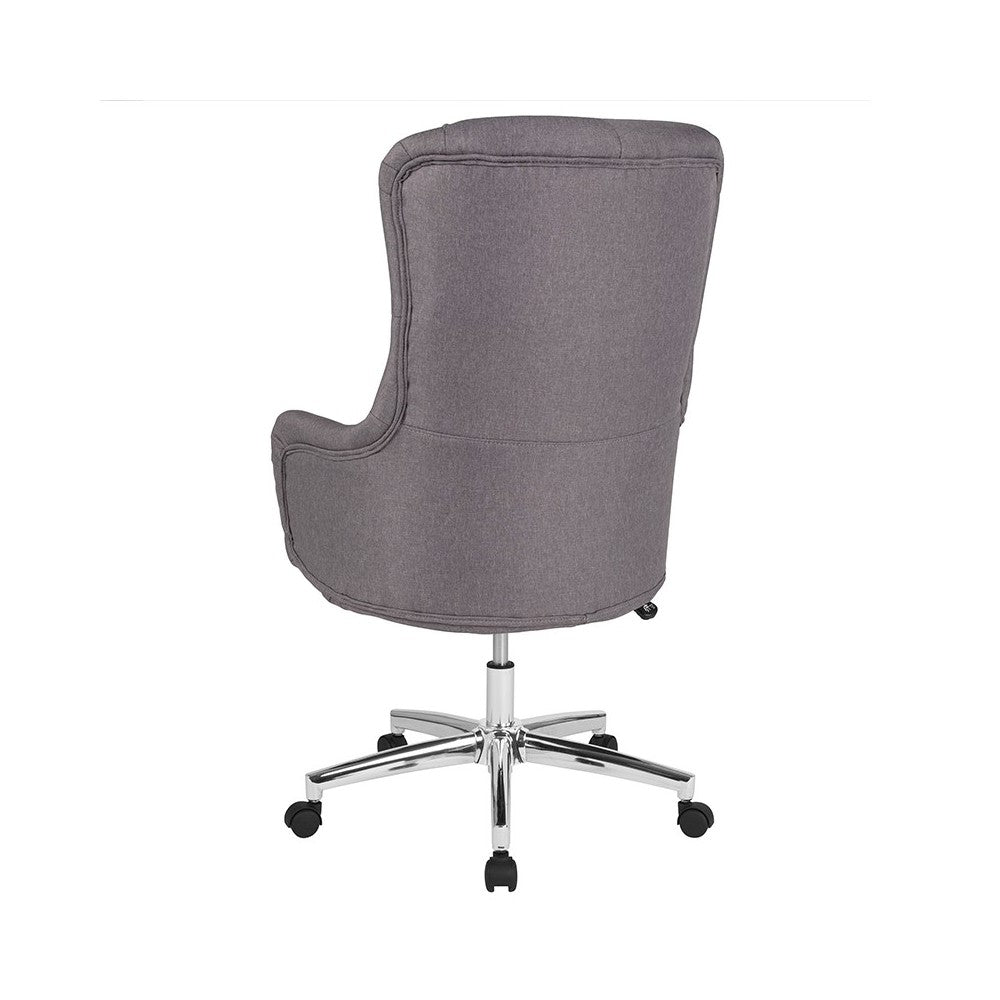 Chambord Home and Office Upholstered High Back Chair in Light Gray Fabric