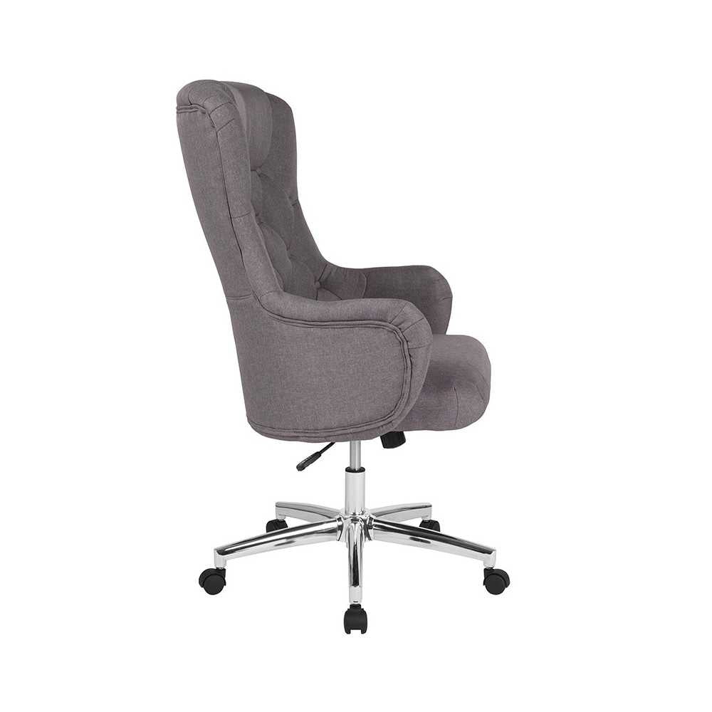 Chambord Home and Office Upholstered High Back Chair in Light Gray Fabric