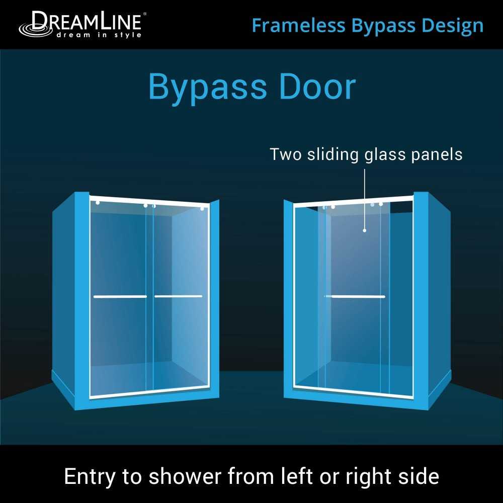 Charisma 56-60 in. W x 76 in. H Frameless Bypass Sliding Shower Door in Chrome