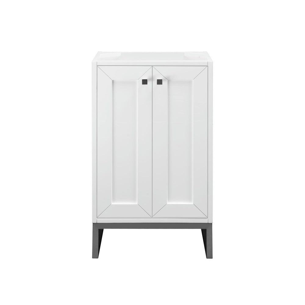 Chianti 20" Single Vanity Cabinet, Glossy White, Matte Black