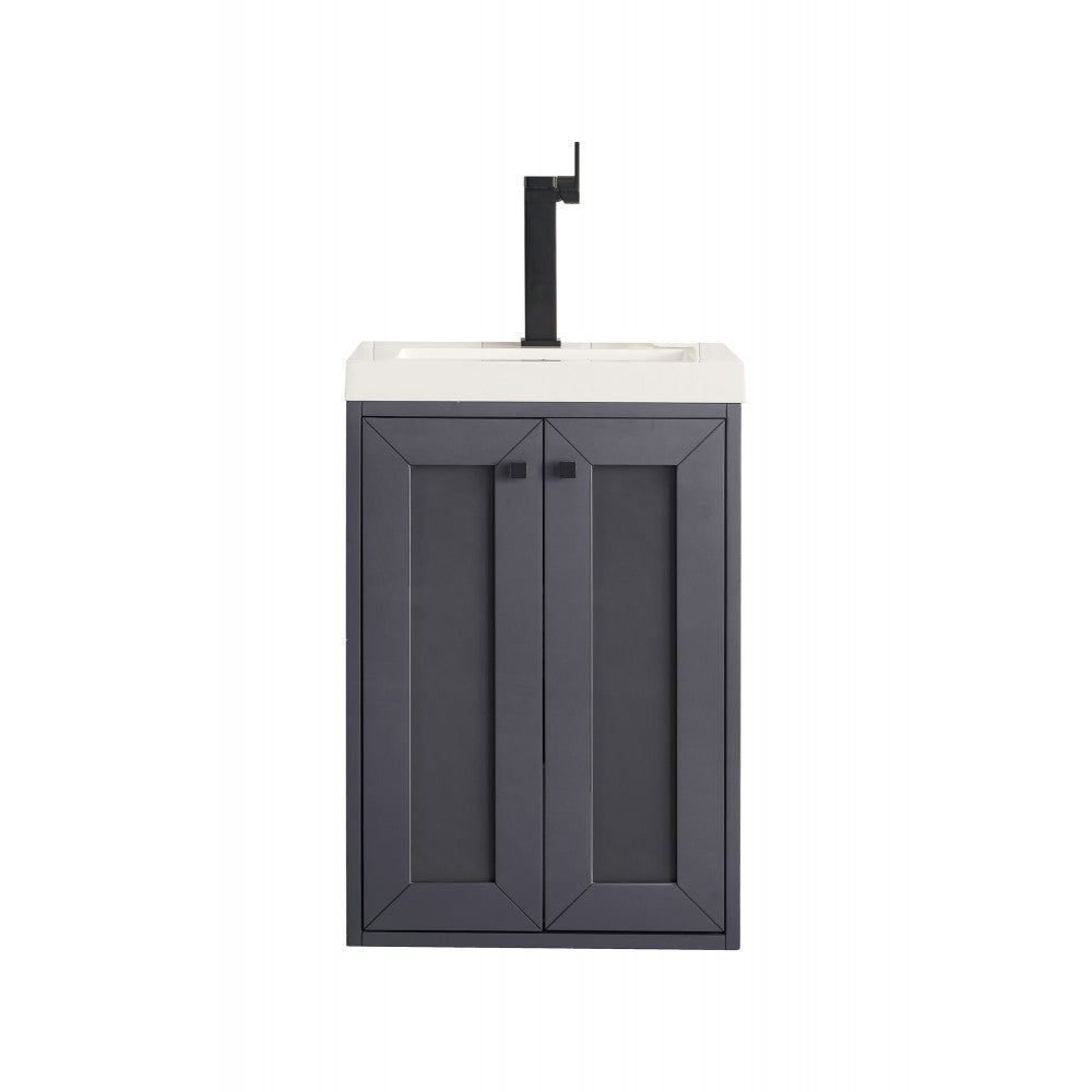 Chianti 20" Single Vanity Cabinet, Mineral Gray w/ White Glossy Composite Top