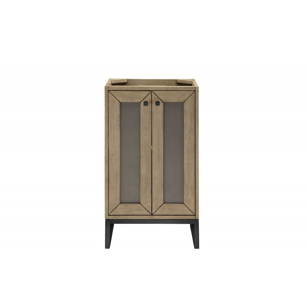 Chianti 20" Single Vanity Cabinet, Whitewashed Walnut, Matte Black