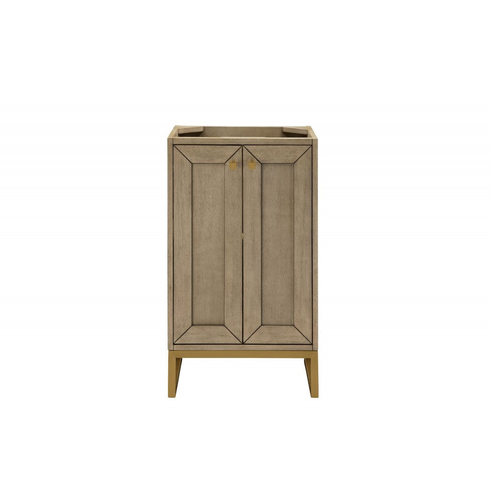 Chianti 20" Single Vanity Cabinet, Whitewashed Walnut, Radiant Gold