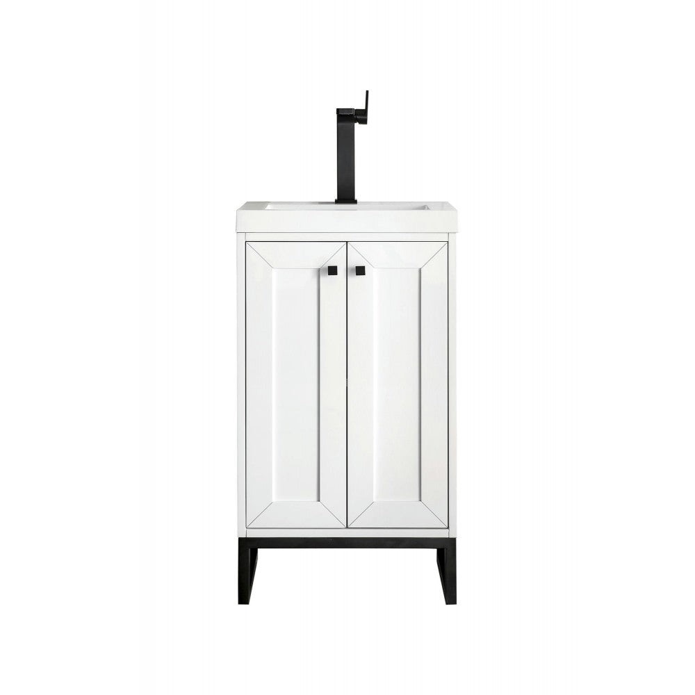 Chianti 20" Single Vanity Glossy White Matte Black w/ White Glossy Composite Top