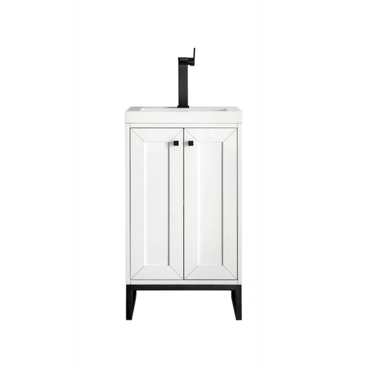 Chianti 20" Single Vanity Glossy White Matte Black w/ White Glossy Composite Top