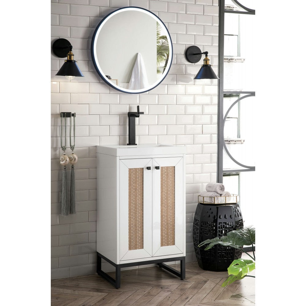 Chianti 20" Single Vanity Glossy White Matte Black w/ White Glossy Composite Top