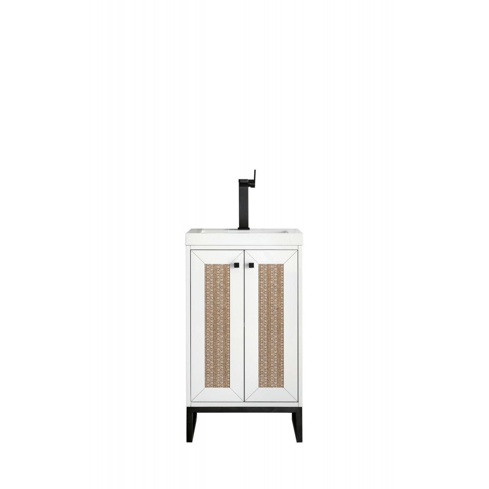 Chianti 20" Single Vanity Glossy White Matte Black w/ White Glossy Composite Top