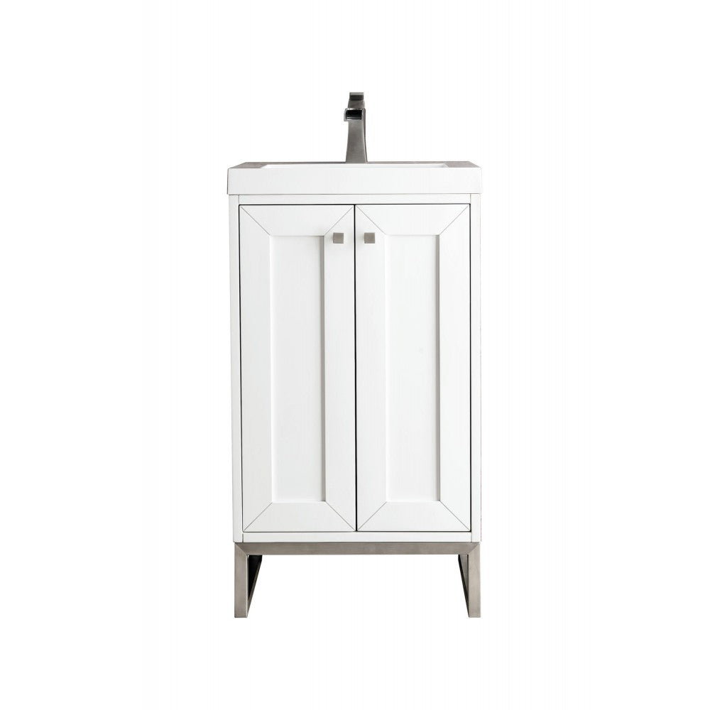 Chianti 20" Single Vanity Glossy White Nickel w/White Glossy Composite Top