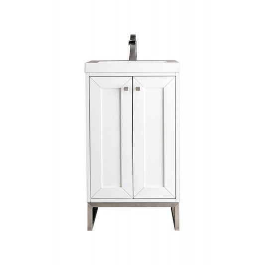 Chianti 20" Single Vanity Glossy White Nickel w/White Glossy Composite Top