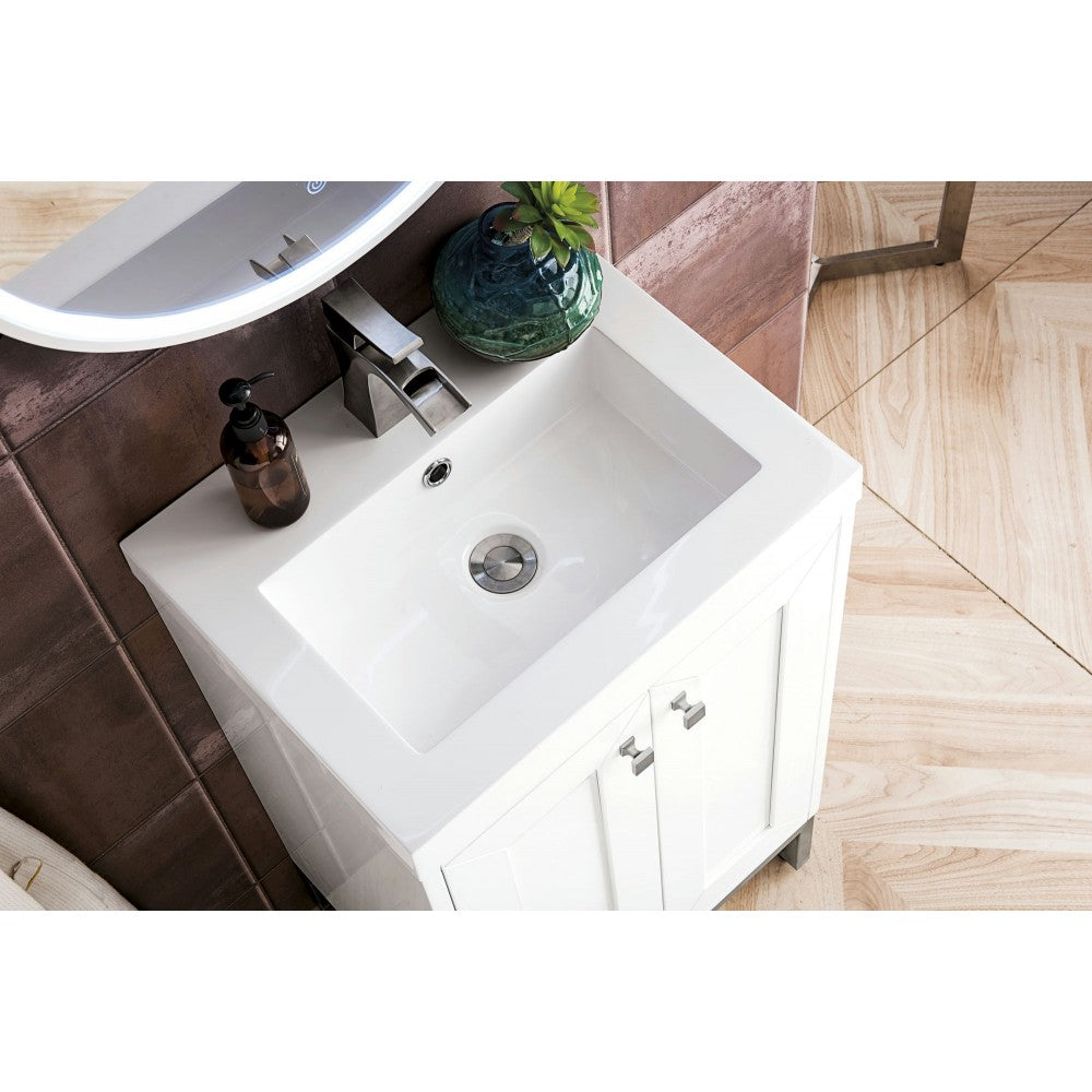 Chianti 20" Single Vanity Glossy White Nickel w/White Glossy Composite Top