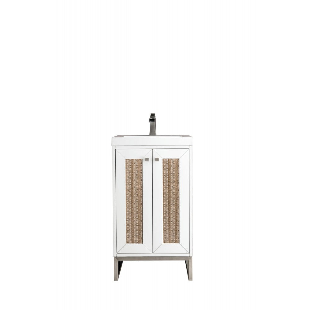 Chianti 20" Single Vanity Glossy White Nickel w/White Glossy Composite Top