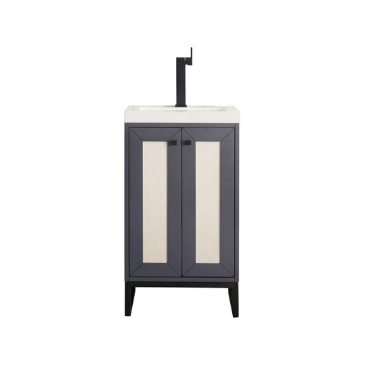 Chianti 20" Single Vanity Mineral Gray Matte Black w/ White Glossy Composite Top