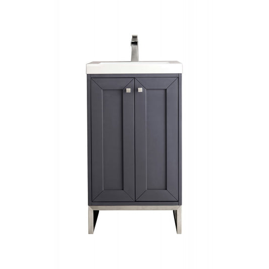 Chianti 20" Single Vanity Mineral Gray Nickel w/White Glossy Composite Top