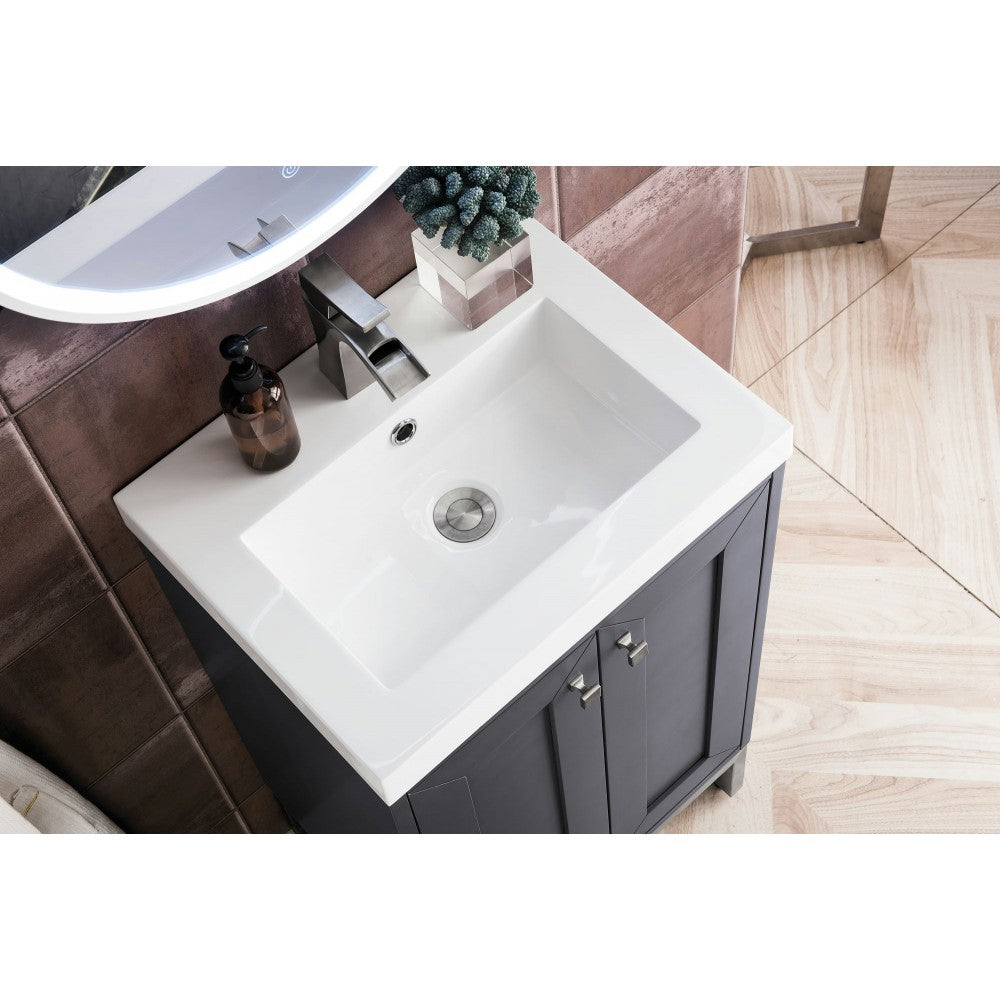 Chianti 20" Single Vanity Mineral Gray Nickel w/White Glossy Composite Top