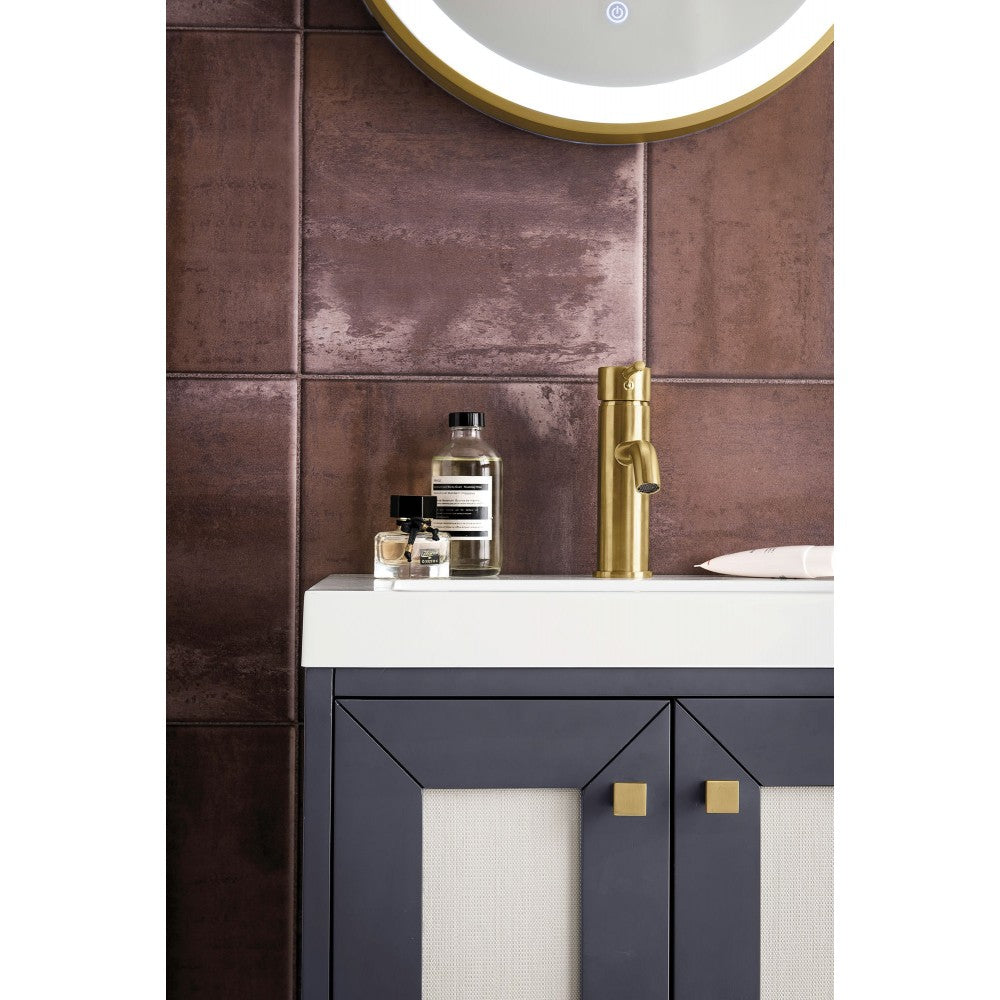 Chianti 20" Single Vanity Mineral Gray Radiant Gold w/White Glossy Composite Top