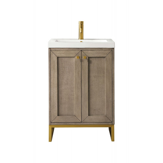 Chianti 20" Single Vanity Walnut Radiant Gold w/White Glossy Composite Top