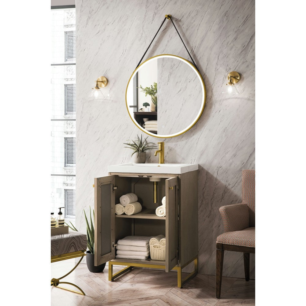Chianti 20" Single Vanity Walnut Radiant Gold w/White Glossy Composite Top