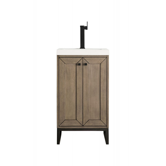 Chianti 20" Single Vanity Whitewashed Walnut Black w/White Glossy Composite Top