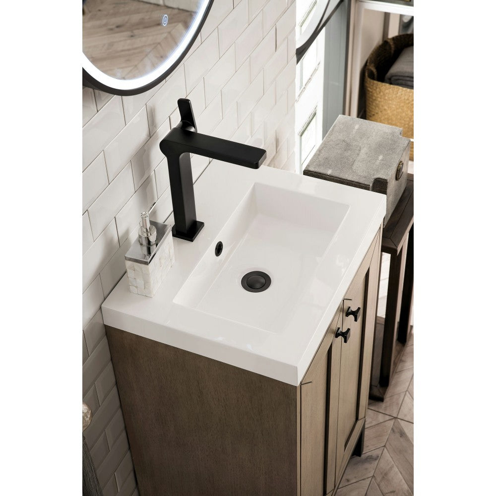 Chianti 20" Single Vanity Whitewashed Walnut Black w/White Glossy Composite Top