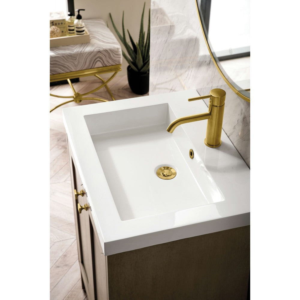 Chianti 20" Single Vanity, Whitewashed Walnut w/ White Glossy Composite Top