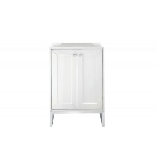 Chianti 24" Single Vanity Cabinet, Glossy White, Brushed Nickel