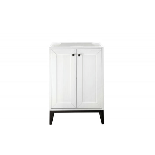 Chianti 24" Single Vanity Cabinet, Glossy White, Matte Black