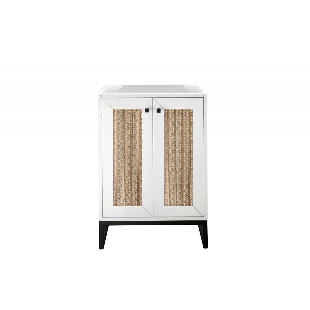 Chianti 24" Single Vanity Cabinet, Glossy White, Matte Black