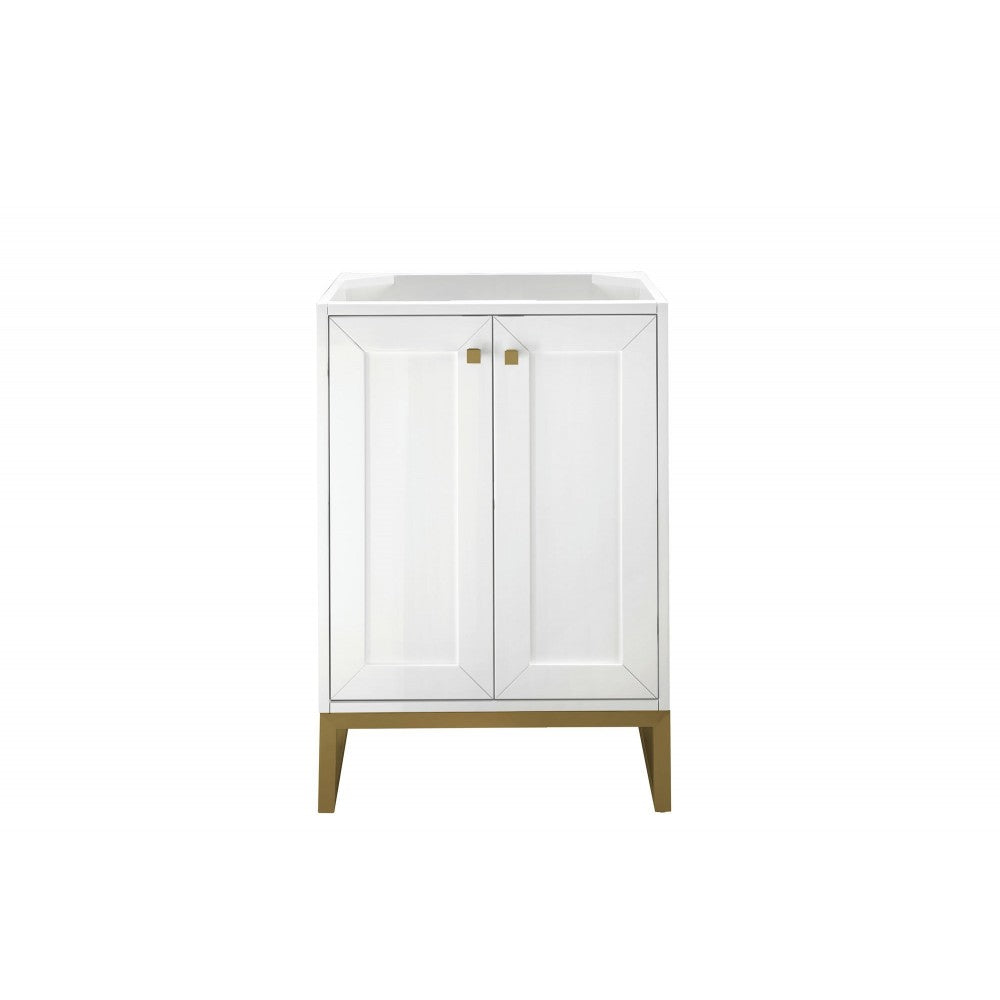 Chianti 24" Single Vanity Cabinet, Glossy White, Radiant Gold