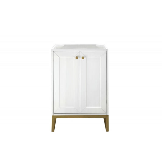 Chianti 24" Single Vanity Cabinet, Glossy White, Radiant Gold