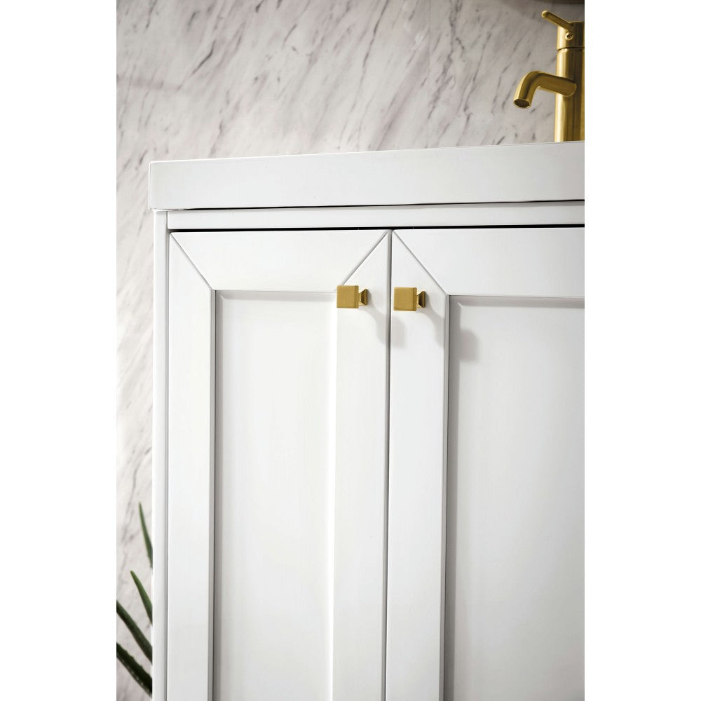 Chianti 24" Single Vanity Cabinet, Glossy White w/ White Glossy Composite Top