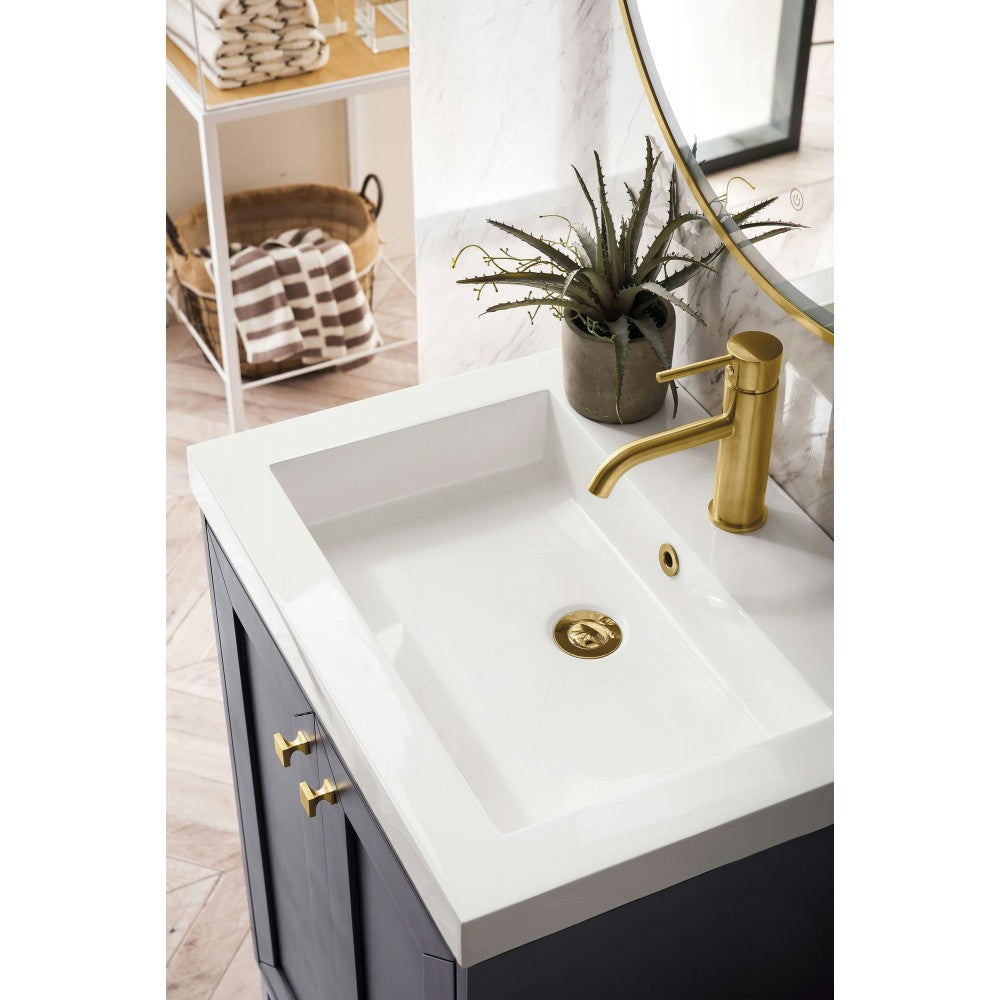 Chianti 24" Single Vanity Cabinet, Mineral Gray w/ White Glossy Composite Top