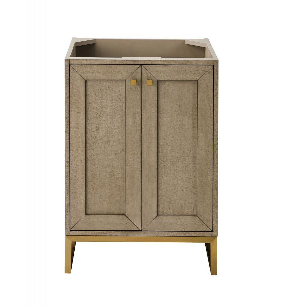 Chianti 24" Single Vanity Cabinet, Whitewashed Walnut, Radiant Gold