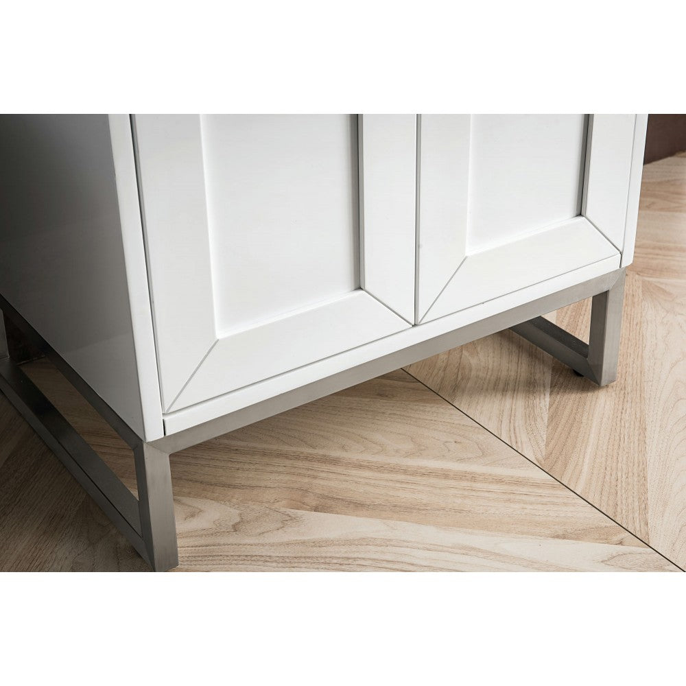 Chianti 24" Single Vanity Glossy White Nickel w/White Glossy Composite Top