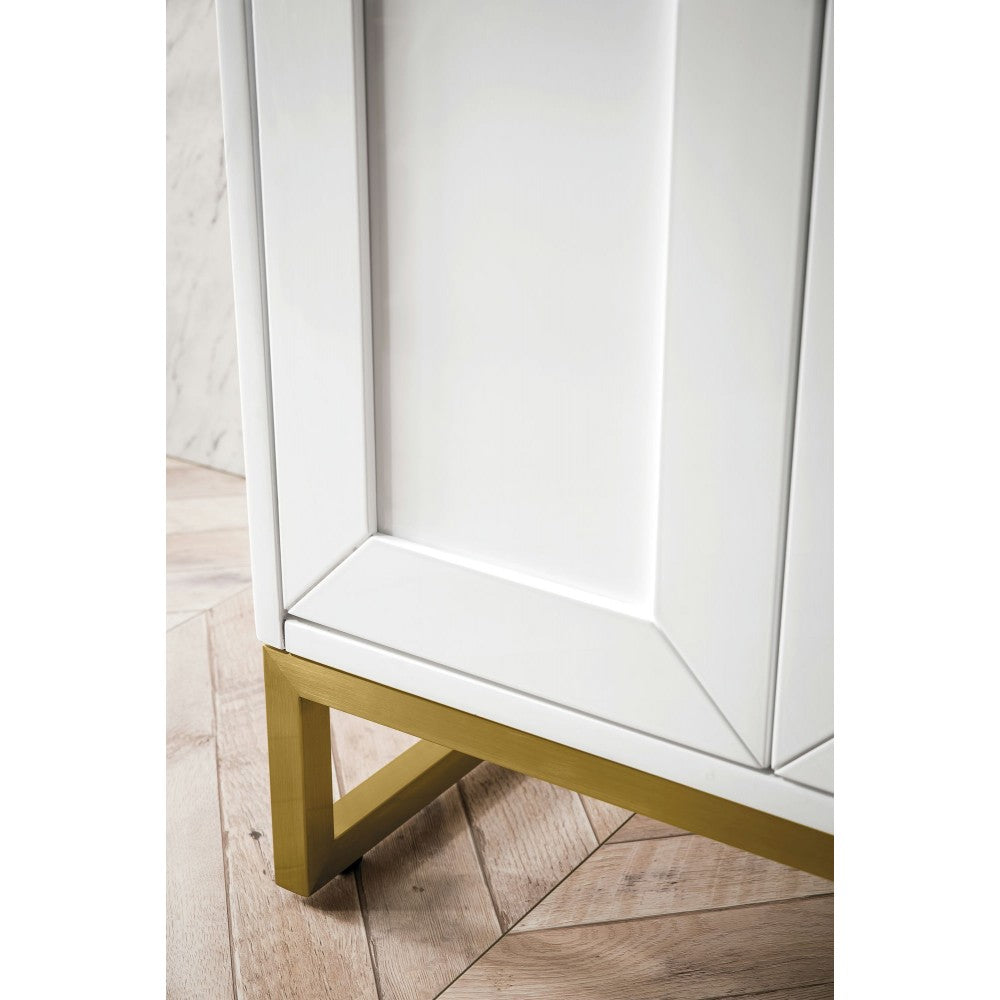 Chianti 24" Single Vanity Glossy White Radiant Gold w/White Glossy Composite Top