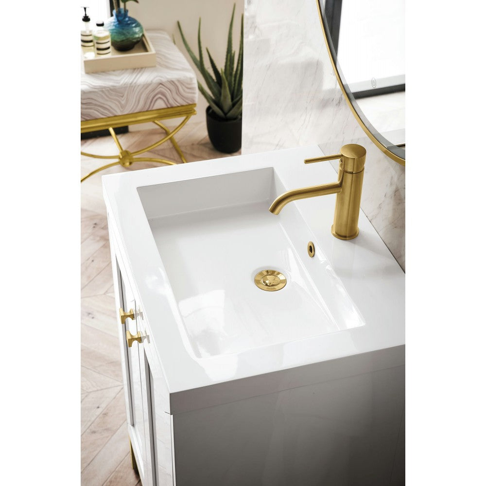 Chianti 24" Single Vanity Glossy White Radiant Gold w/White Glossy Composite Top
