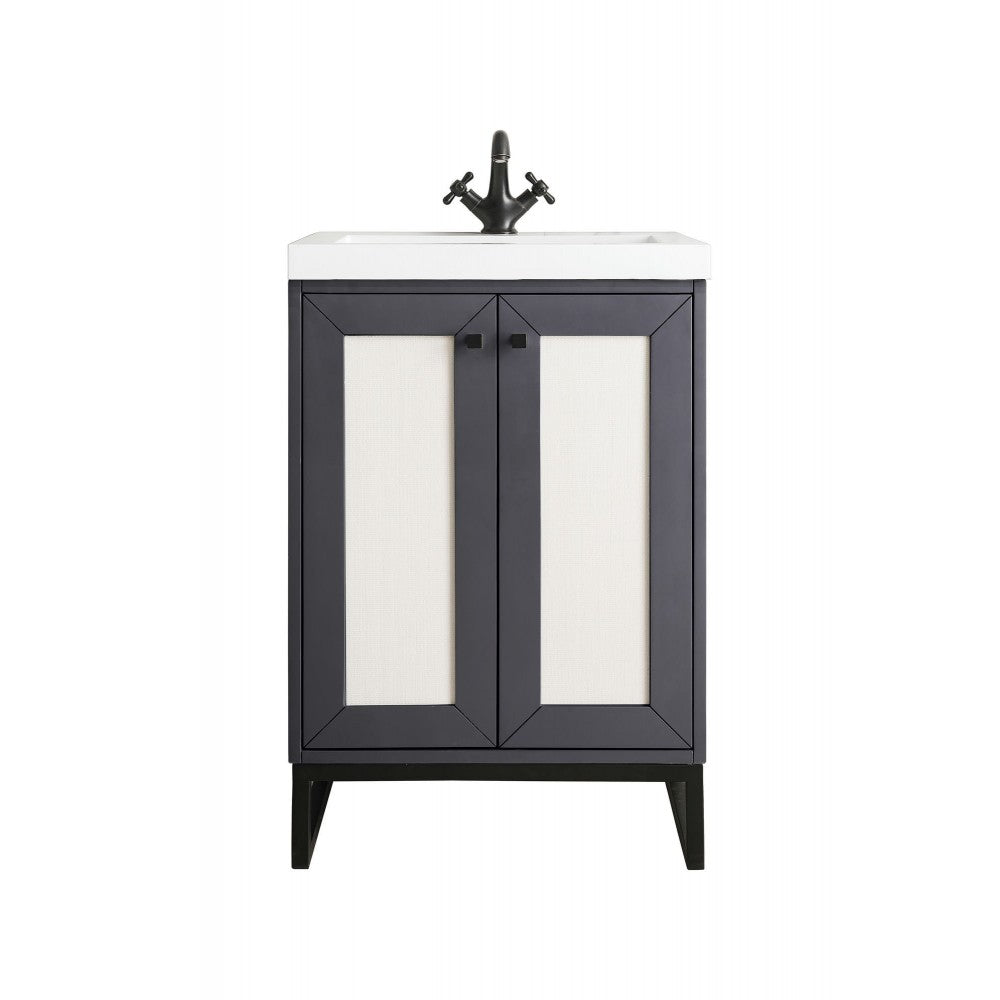 Chianti 24" Single Vanity Mineral Gray Matte Black w/ White Glossy Composite Top