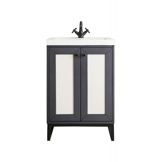 Chianti 24" Single Vanity Mineral Gray Matte Black w/ White Glossy Composite Top