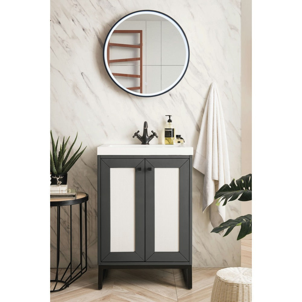 Chianti 24" Single Vanity Mineral Gray Matte Black w/ White Glossy Composite Top