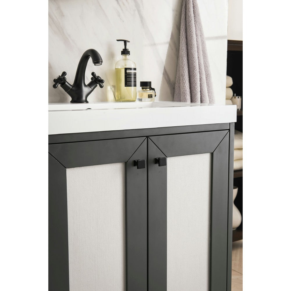 Chianti 24" Single Vanity Mineral Gray Matte Black w/ White Glossy Composite Top