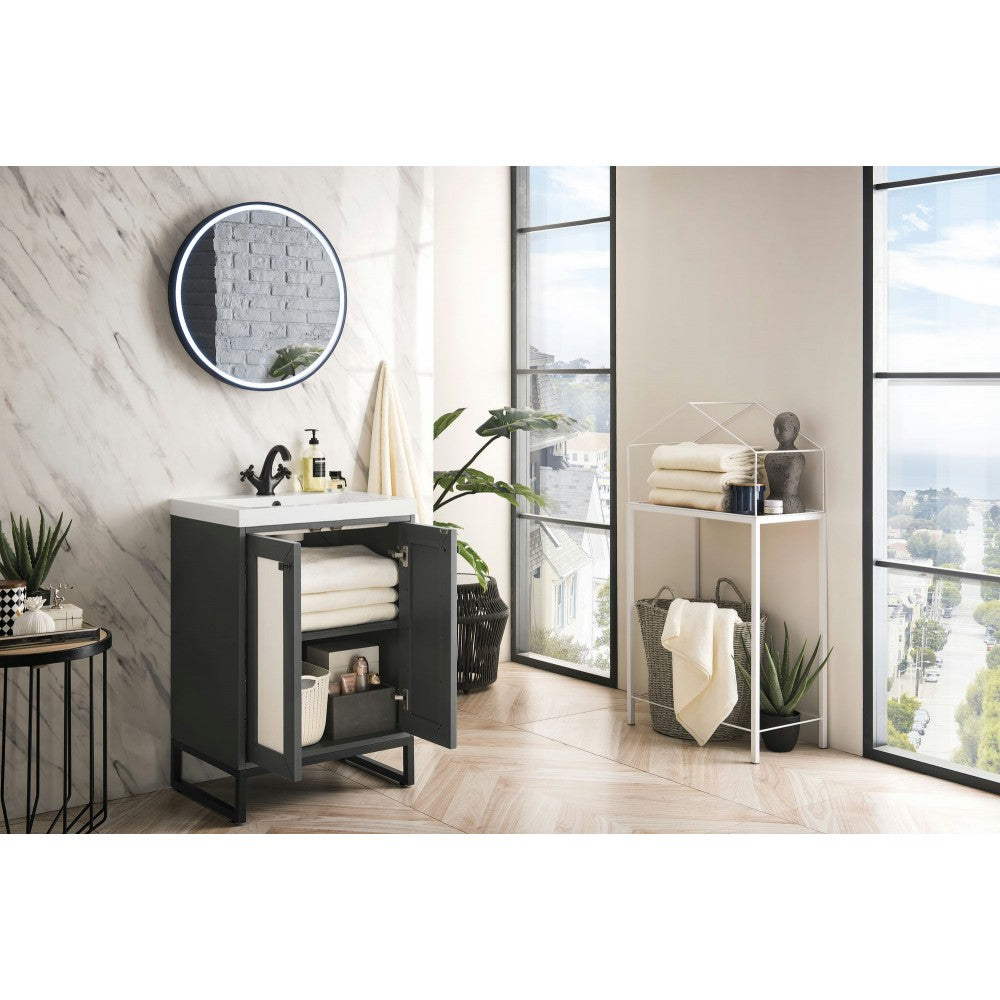 Chianti 24" Single Vanity Mineral Gray Matte Black w/ White Glossy Composite Top