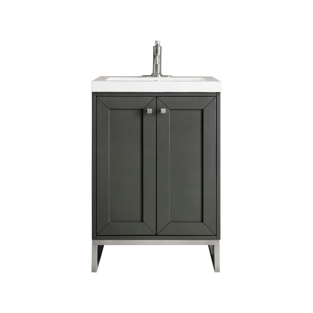 Chianti 24" Single Vanity Mineral Gray Nickel w/White Glossy Composite Top