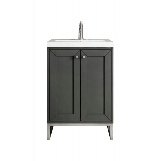 Chianti 24" Single Vanity Mineral Gray Nickel w/White Glossy Composite Top