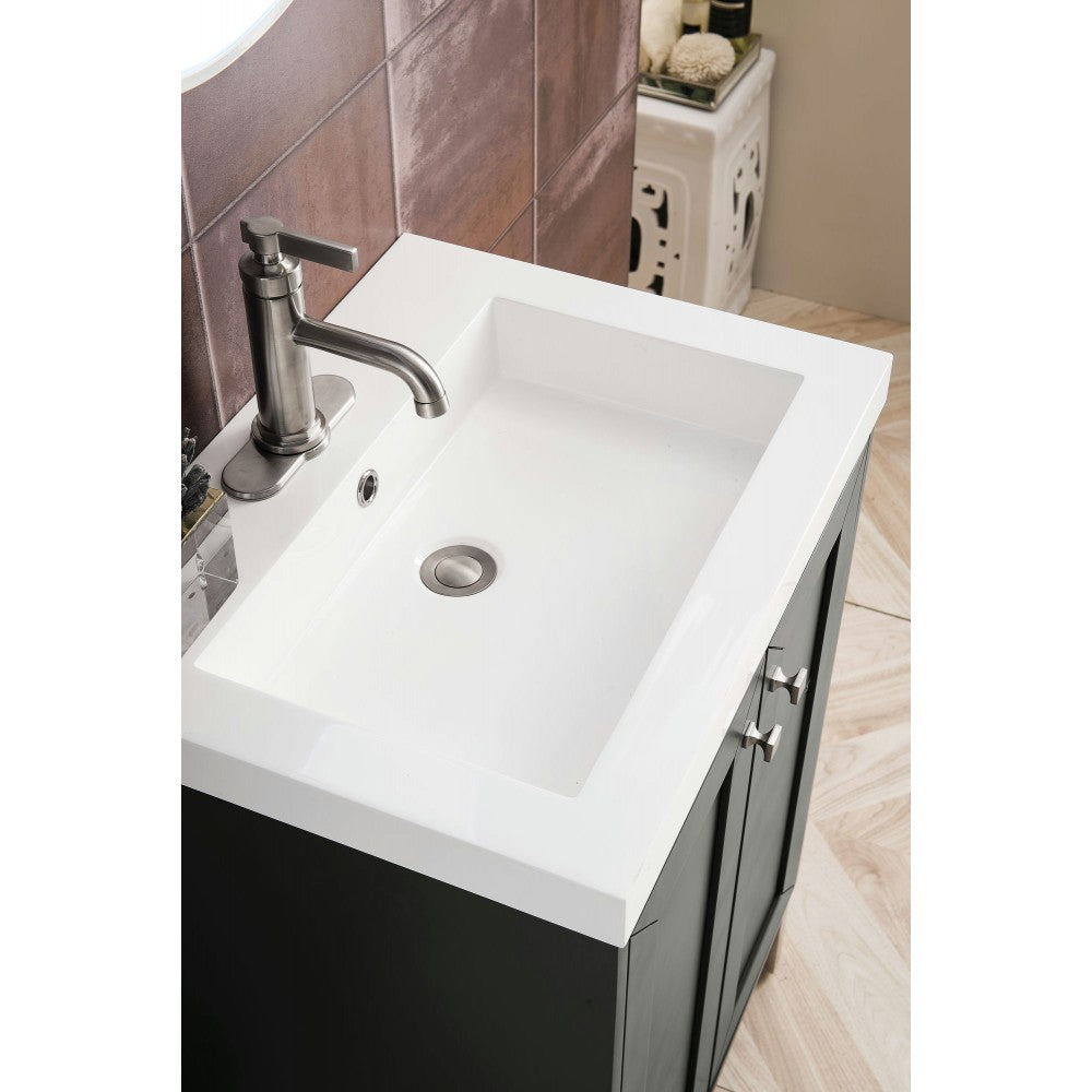 Chianti 24" Single Vanity Mineral Gray Nickel w/White Glossy Composite Top