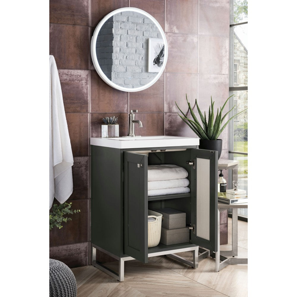 Chianti 24" Single Vanity Mineral Gray Nickel w/White Glossy Composite Top