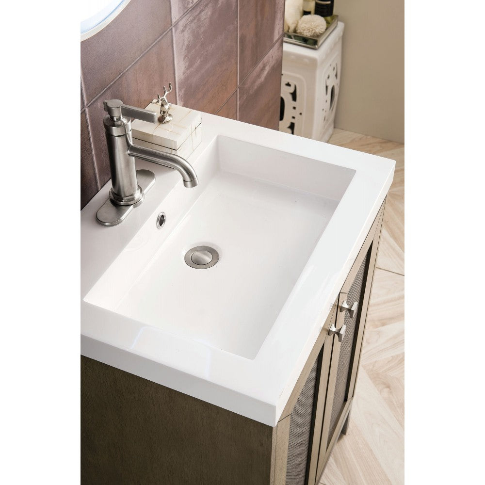 Chianti 24" Single Vanity Walnut Brushed Nickel w/White Glossy Composite Top